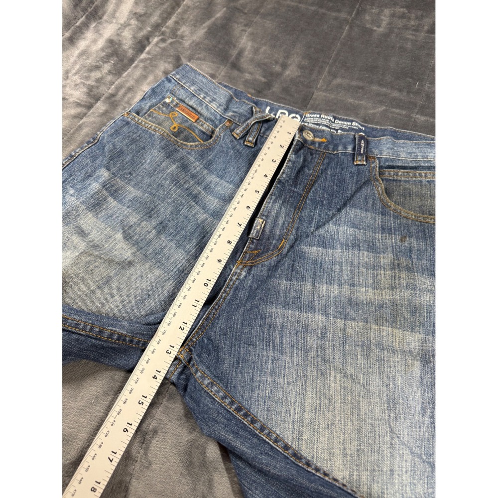 LRG Grass Roots Denim Shorts Mens Size 32 Blue Jean Distressed Casual thrash - Picture 12 of 16